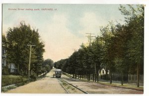 Postcard Division Street Looking South Harvard IL