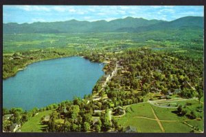 NY LAKE PLACID Aerial View Village Sentinel Range Mirror Lake pm1959 Chrome