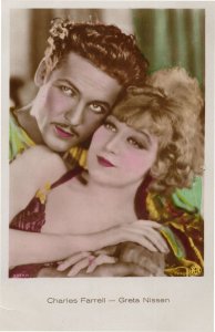 Charles Farrell Greta Nissen Film Stars Real Photo Tinted Postcard