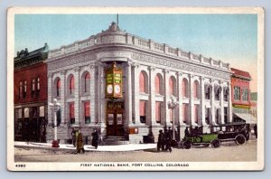 J94/ Fort Collins Colorado Postcard c1910 First National Bank Building  2