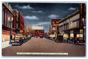 c1940 West Fourth Looking East Commercial Waterloo Iowa Vintage Antique Postcard