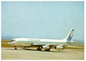 Air New Zealand DC 8 Airplane on Tarmac Postcard