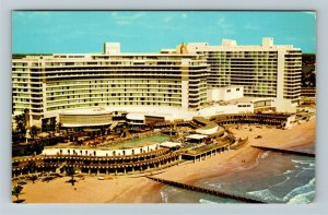 Miami Beach FL- Florida, Fontainebleau, Hotel, Club, Aerial, Chrome Postcard 
