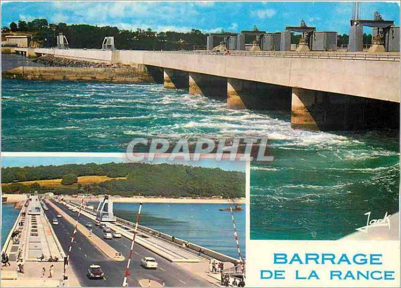 Postcard Modern Dam Rance tidal plant in filling and pavement dam