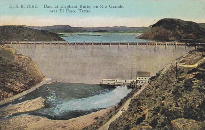 Texas El Paso Dam At Elephant Butte On Rio Grande 1929 Curteich