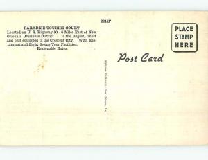 Unused Linen PARADISE TOURIST COURT MOTEL New Orleans Louisiana LA M5799