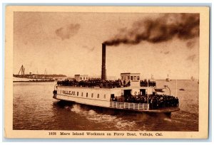 c1920's Mare Island Workmen On Ferry Boat Crowd Vallejo California CA Postcard