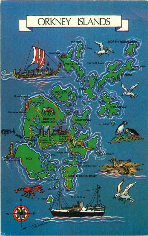 Orkney Islands map postcard