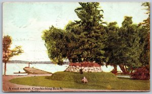 Postcard Orillia Ontario c1908 A Cool Retreat Couchiching Beach Simcoe County