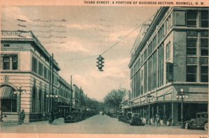 Roswell NM Third Street Postcard New Mexico