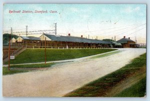 c1908 Stamford Connecticut CT Vintage Postcard Railroad Station Building Posted