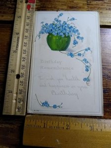 Birthday Remembrance with Message and Flowers Embossed Art Print - Greeting Card