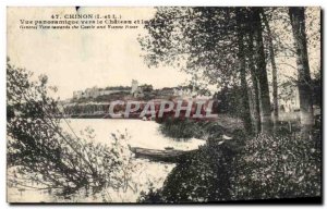 Old Postcard Chinon Panoramic Vers le Chateau and lat