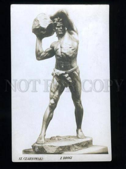 134770 NUDE Strong Man w/ Stone by CZARNOWSKI Vintage PC