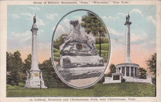 Group Of Military Monuments Iowa Wisconsin New York On Lookout Mountain And C...