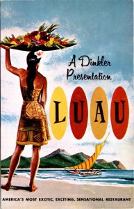 Ad Postcard GA Atlanta Luau Hawaiian & South Sea Island Restaurant 1960s S75