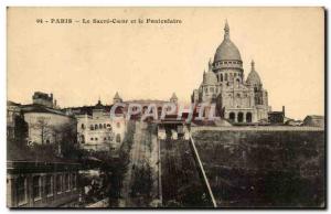 Paris 14 - The Sacre Coeur and the Funicular Old Postcard