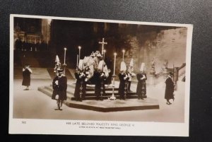 Mint England Royalty Postcard RPPC Funeral HM King George V Westminister Hall