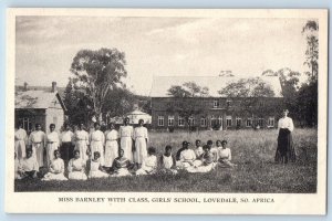 Lovedale S. Africa Postcard Miss Barnley with Class Girls School c1940's Vintage