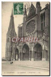 Old Postcard Chartres Cathedrale The South Gate