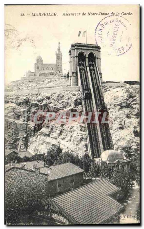 Old Postcard Marseille Elevator of Our Lady of the Guard