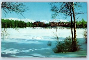 1978 Lake Placid New York Postcard Club Foreground Mirror Lake Snow-Capped