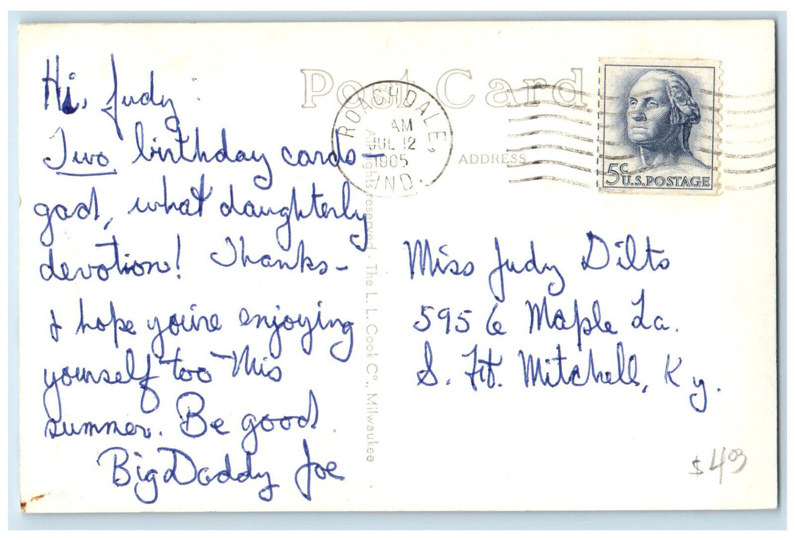 Roachdale Indiana IN RPPC Photo Postcard Public Library 1965 Posted