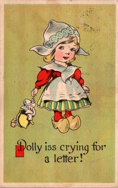 Humour Dutch Girl With Doll Dolly Iss Crying For A Letter 1915