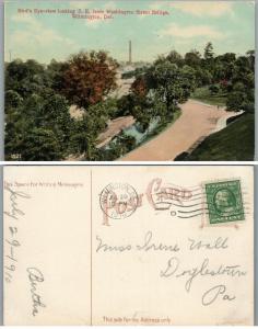 BIRDS EYE VIEW FROM WASHINGTON STREET BRIDGE WILMINGTON DE 1910 ANTIQUE POSTCARD