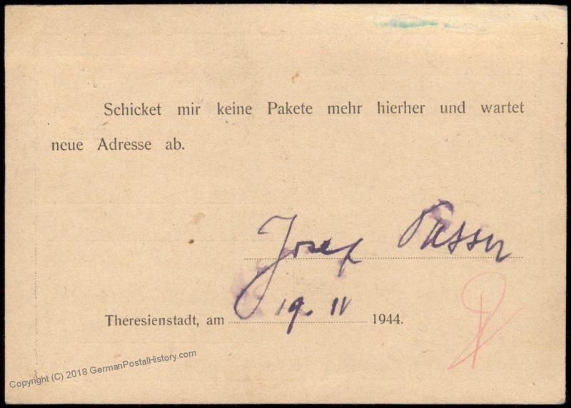 3rd Reich Germany 1944 Bohemia Moravia KL Theresienstadt Concentration Cam 83970