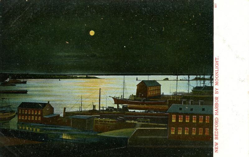 MA - New Bedford. The Harbor by moonlight