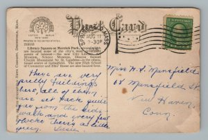 Library Square Springfield Massachusetts Building Names Vintage Postcard 