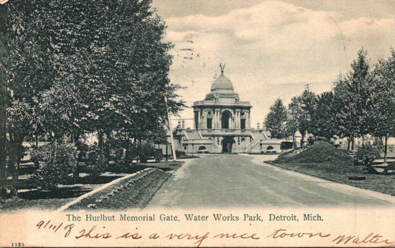 Michigan Detroit Water Works Park The Hurlburt Memorial Gate 1908