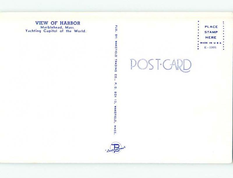 Unused Pre-1980 BOAT & VIEW OF HARBOR Marblehead Massachusetts MA r9415