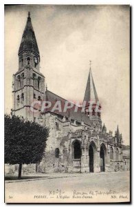 Old Postcard Poissy Notre Dame church