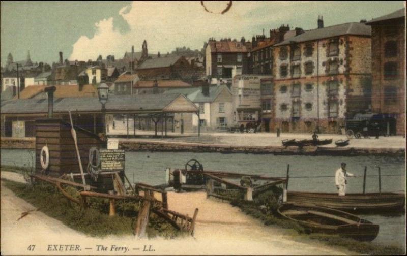 Exeter UK Ferry Boat Dock c1910 Postcard