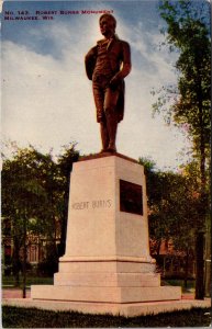 Poet Robert Burns Monument, Milwaukee WI Vintage Postcard Q26