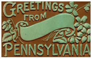 Large Letter , Deep Embossed, Greetings from Pennsylvania