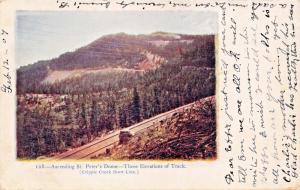 ASCENDING ST PETERS DOME COLO~CRIPPLE CREEK SHORT LINE RAILROAD POSTCARD 1907 PM