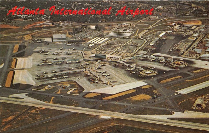 Atlanta Georgia 1975 Postcard Aerial View Atlanta International Airport