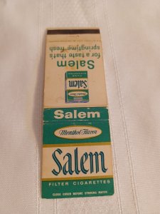 Salem Menthol Flavor Cigarettes 20 Front Strike Matchbook Cover