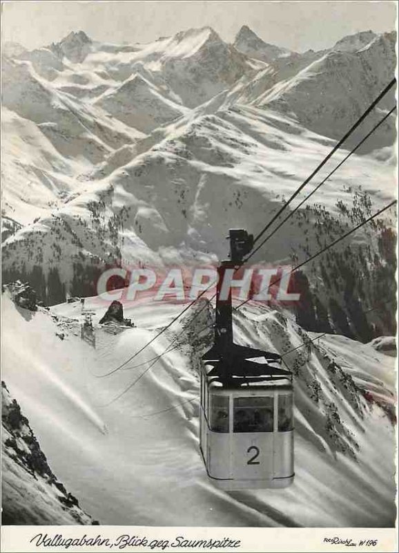 Postcard Modern Vallugabahn Blick geg Saumspitze Teleferique