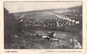 Des Moines Iowa Camp Bowen Tents Antique Postcard K64857