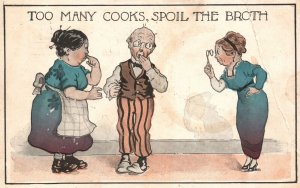 Vintage Postcard 1915 Woman Broken Glasses Man And Cook Humor Comical