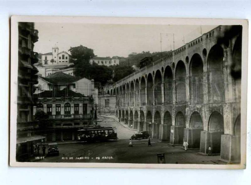 192203 BRAZIL RIO DE JANEIRO Arcos TRAM Vintage photo postcard