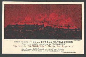 Ca 1909 PPC Carcasonne France Fire Destroys City To The Ground Wine See Info