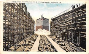 Launching a Boat at Chester Shipbuilding CO. Chester, Pennsylvania PA  