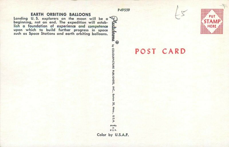 Earth orbiting Balloons explorers on the Moon artist postcard space