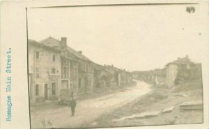 C-1910 WW1 Military Romange France Main Street RPPC Photo Postcard