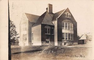 Lancaster Wisconsin North School Real Photo Vintage Postcard AA29116